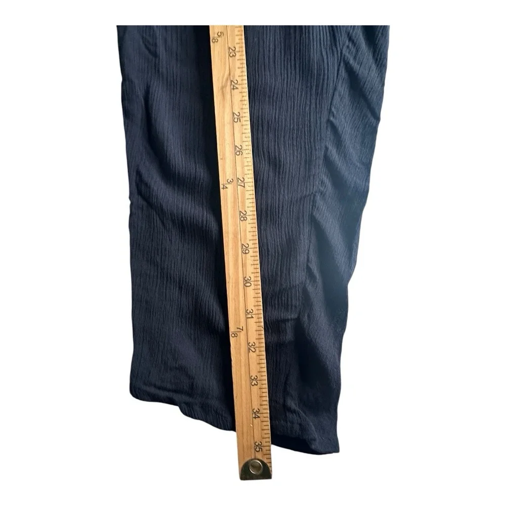 Free People High‎ Elastic Size M Waist Straight Sip Legs Pockets Pants in Black